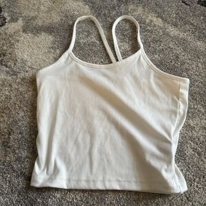 Women's White Ribbed Tank Top